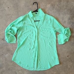 Express Green 3/4 Sleeve Button Down Shirt